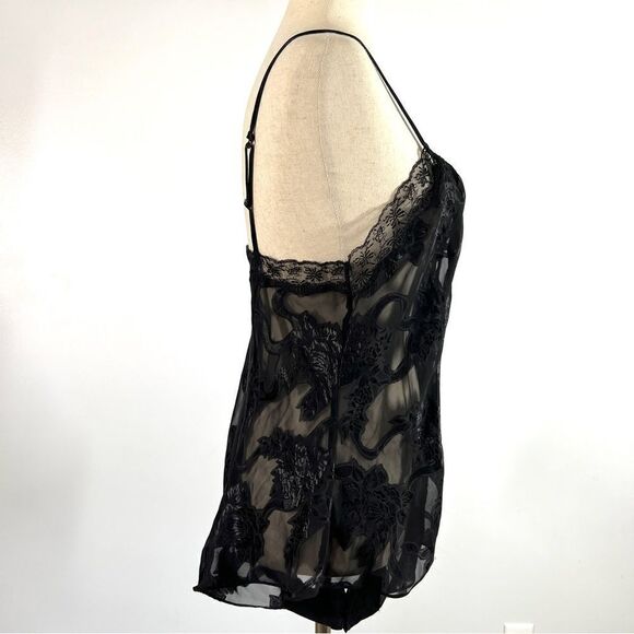 Vintage Victoria’s Secret Black Jacquard One Piece Bodysuit Negligee Great L - Picture 4 of 15